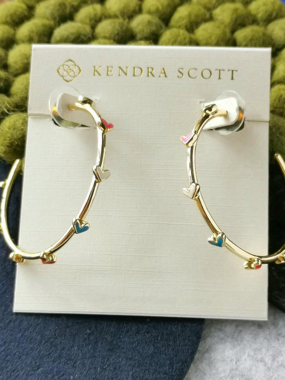 Kendra Scott Haven Heart Multi Color Hoop Earrings Gold